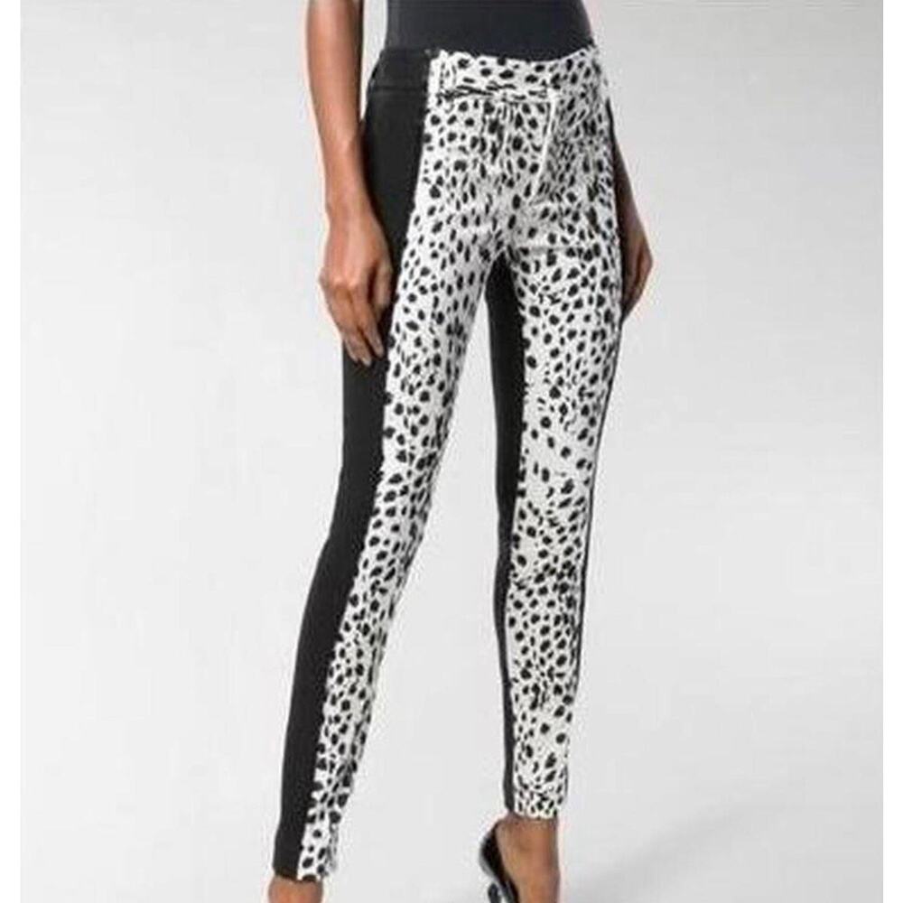 Haider Ackermann Womens Pants Animal Print Mixed Media Leather Size 38 $1654
